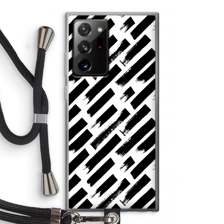 Zwarte vegen: Samsung Galaxy Note 20 Ultra / Note 20 Ultra 5G Transparant Hoesje met koord