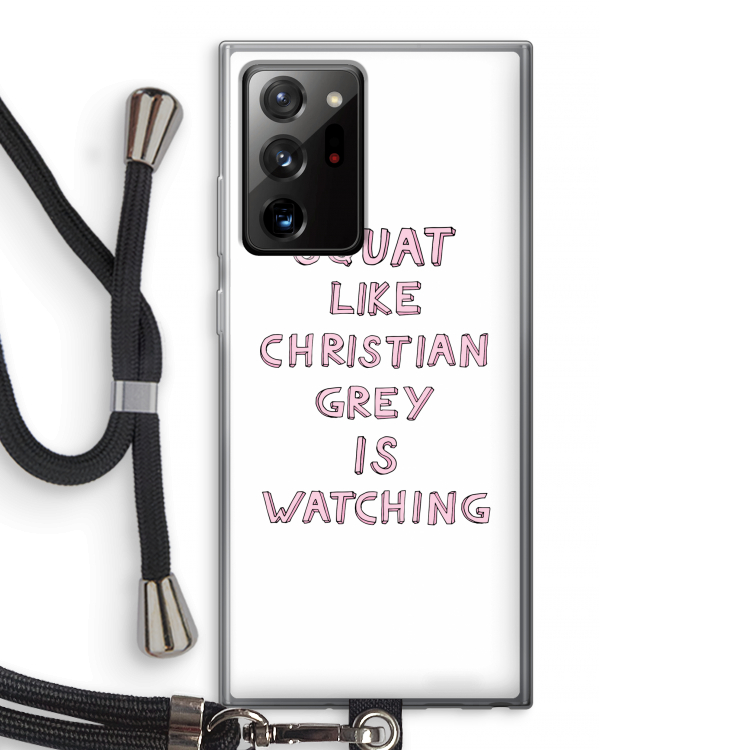 Christian Grey: Samsung Galaxy Note 20 Ultra / Note 20 Ultra 5G Transparant Hoesje met koord