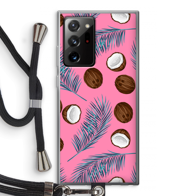 Kokosnoot roze: Samsung Galaxy Note 20 Ultra / Note 20 Ultra 5G Transparant Hoesje met koord