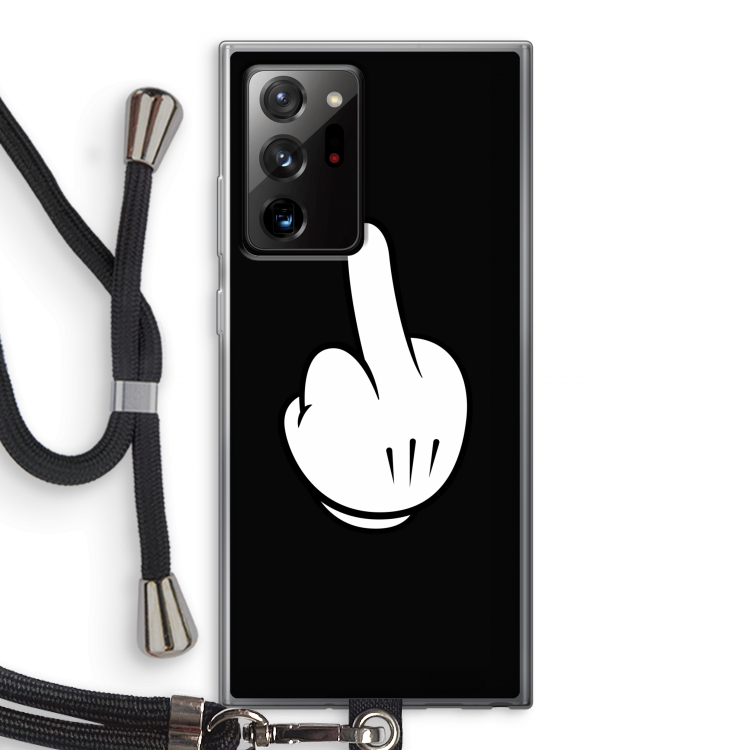 Middle finger black: Samsung Galaxy Note 20 Ultra / Note 20 Ultra 5G Transparant Hoesje met koord