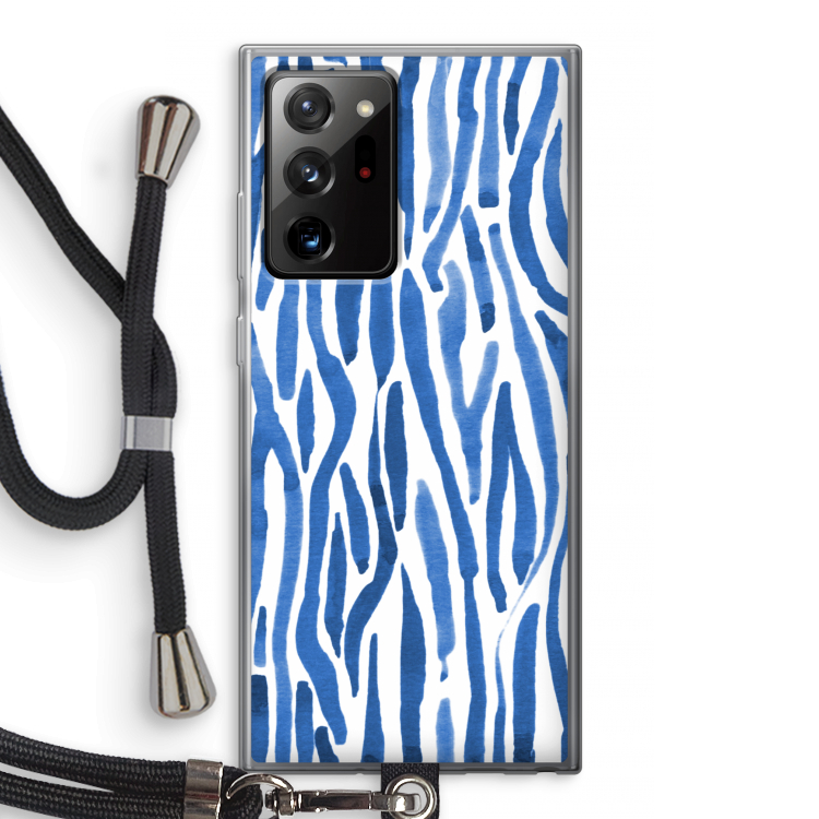 Blauwe nerven: Samsung Galaxy Note 20 Ultra / Note 20 Ultra 5G Transparant Hoesje met koord