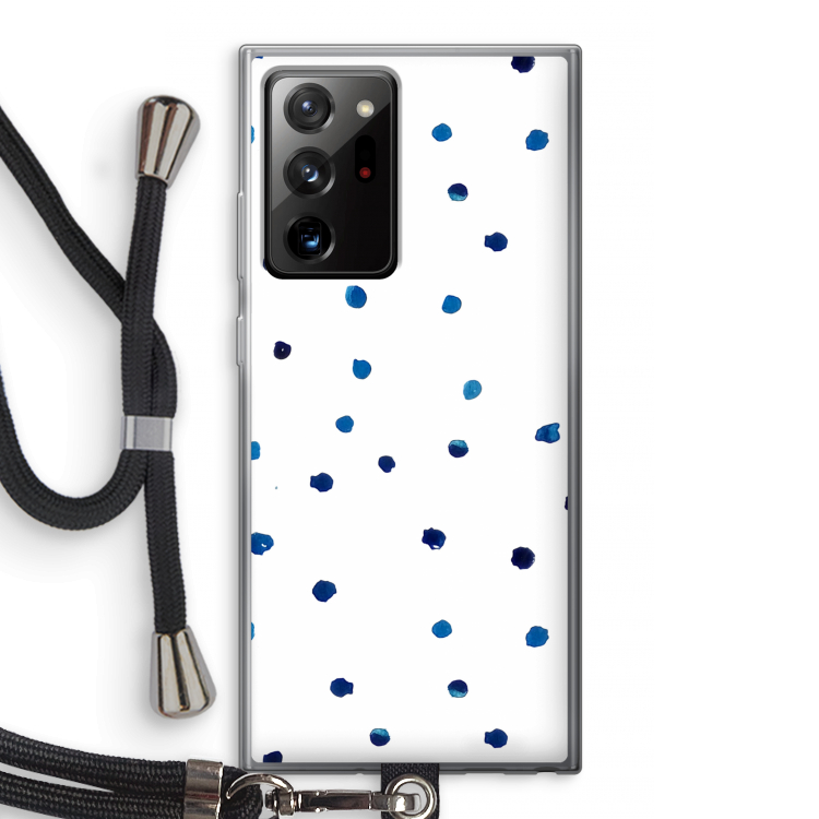 Blauwe stippen: Samsung Galaxy Note 20 Ultra / Note 20 Ultra 5G Transparant Hoesje met koord