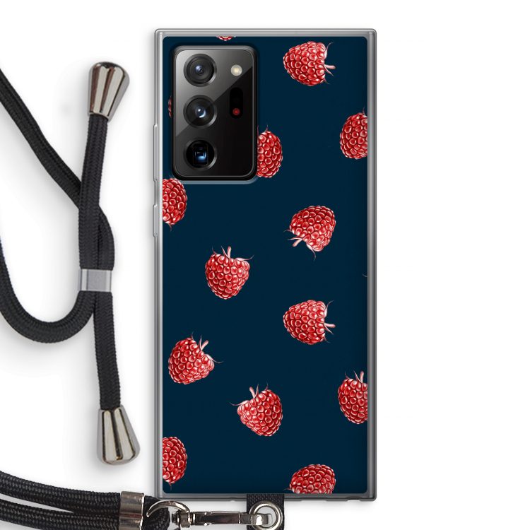 Framboosjes: Samsung Galaxy Note 20 Ultra / Note 20 Ultra 5G Transparant Hoesje met koord
