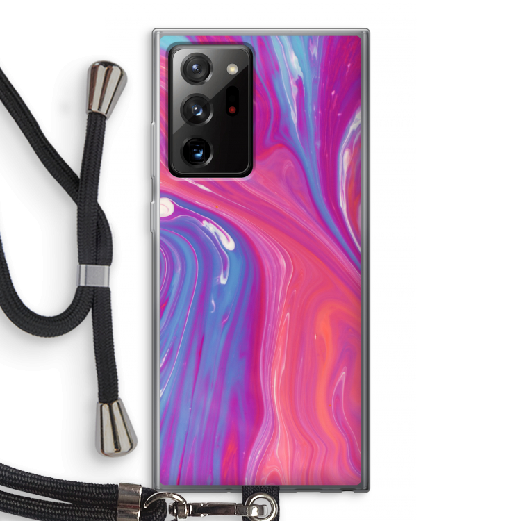 Paarse stroom: Samsung Galaxy Note 20 Ultra / Note 20 Ultra 5G Transparant Hoesje met koord
