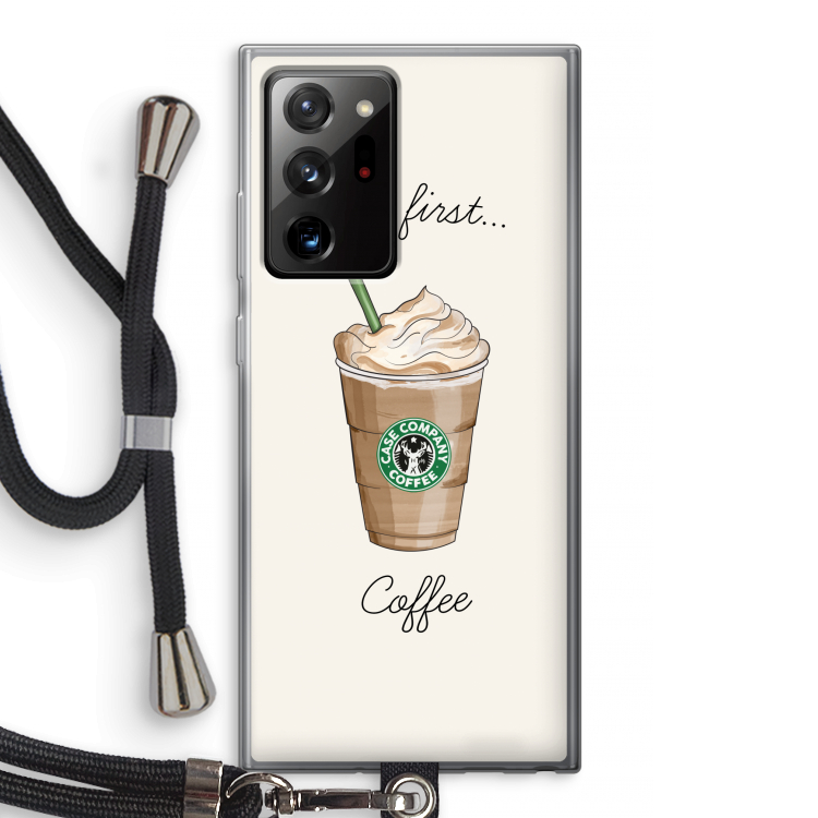 But first coffee: Samsung Galaxy Note 20 Ultra / Note 20 Ultra 5G Transparant Hoesje met koord