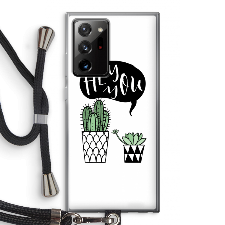 Hey you cactus: Samsung Galaxy Note 20 Ultra / Note 20 Ultra 5G Transparant Hoesje met koord