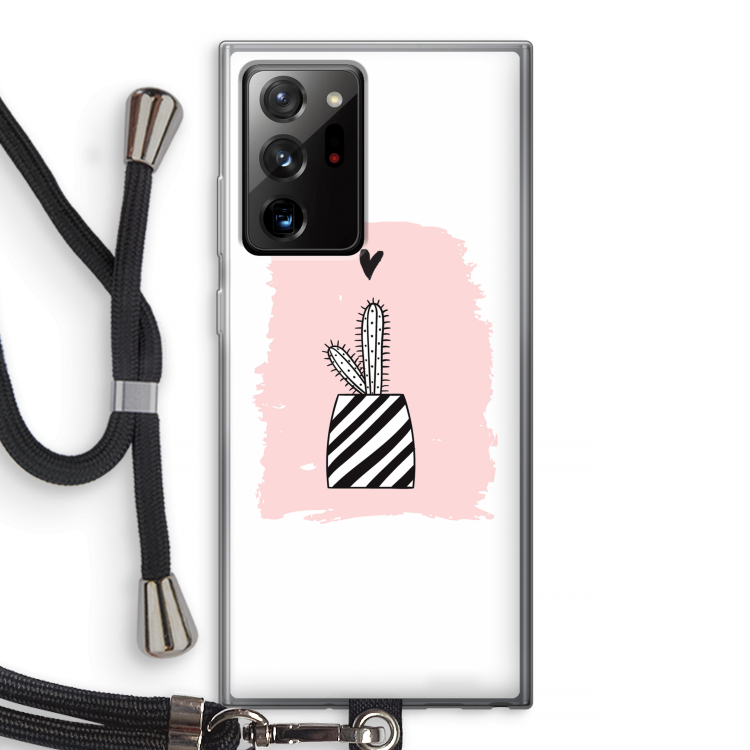 Zwart-wit cactus: Samsung Galaxy Note 20 Ultra / Note 20 Ultra 5G Transparant Hoesje met koord