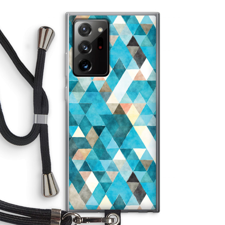 Gekleurde driehoekjes blauw: Samsung Galaxy Note 20 Ultra / Note 20 Ultra 5G Transparant Hoesje met koord