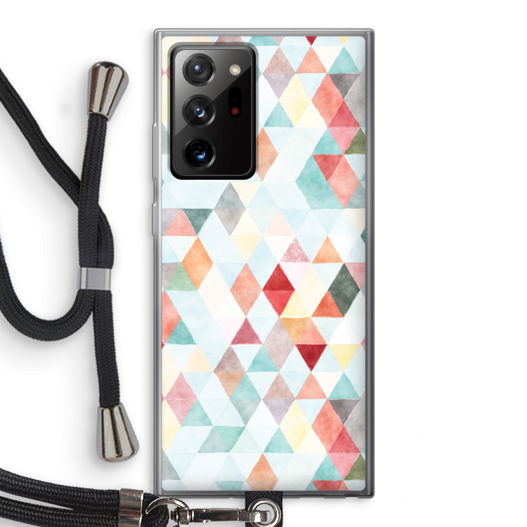 Gekleurde driehoekjes pastel: Samsung Galaxy Note 20 Ultra / Note 20 Ultra 5G Transparant Hoesje met koord
