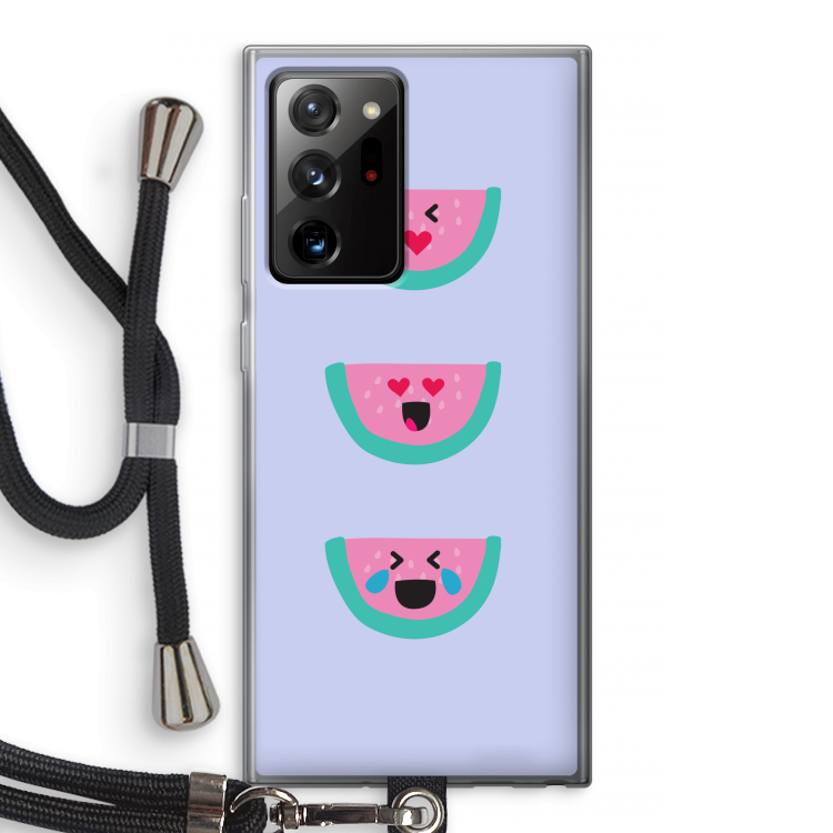 Smiley watermeloen: Samsung Galaxy Note 20 Ultra / Note 20 Ultra 5G Transparant Hoesje met koord