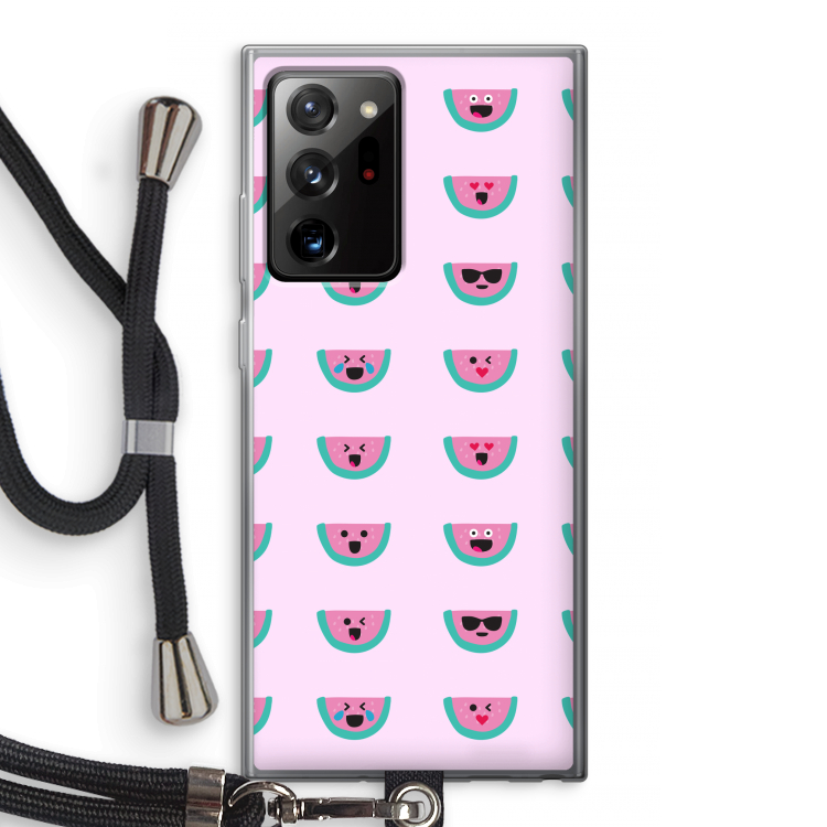 Smiley watermeloenprint: Samsung Galaxy Note 20 Ultra / Note 20 Ultra 5G Transparant Hoesje met koord
