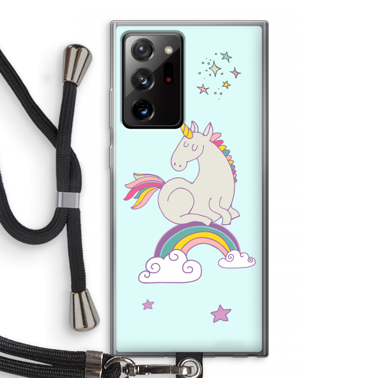 Regenboog eenhoorn: Samsung Galaxy Note 20 Ultra / Note 20 Ultra 5G Transparant Hoesje met koord
