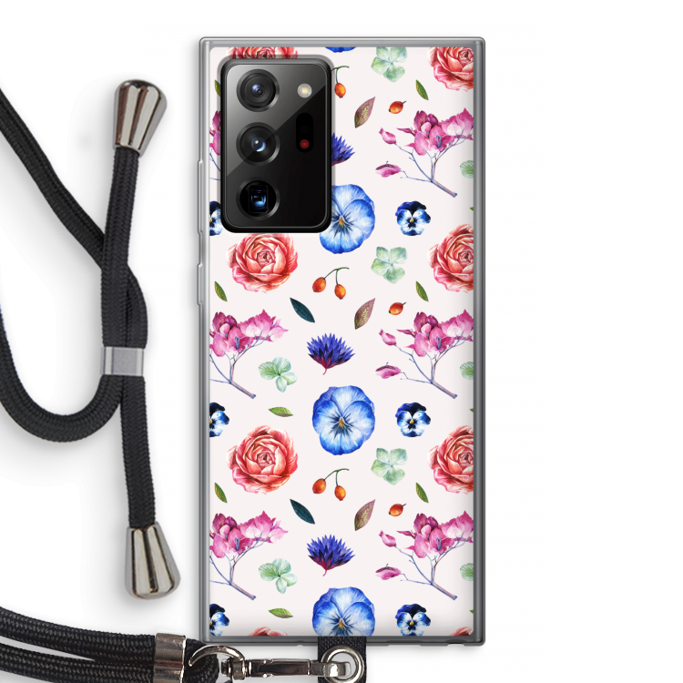 Bloemetjes: Samsung Galaxy Note 20 Ultra / Note 20 Ultra 5G Transparant Hoesje met koord