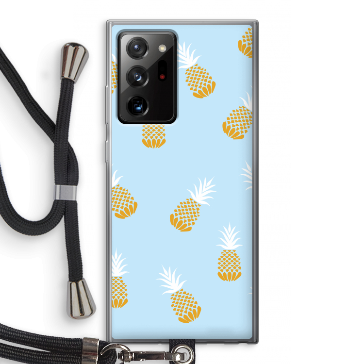 Ananasjes: Samsung Galaxy Note 20 Ultra / Note 20 Ultra 5G Transparant Hoesje met koord