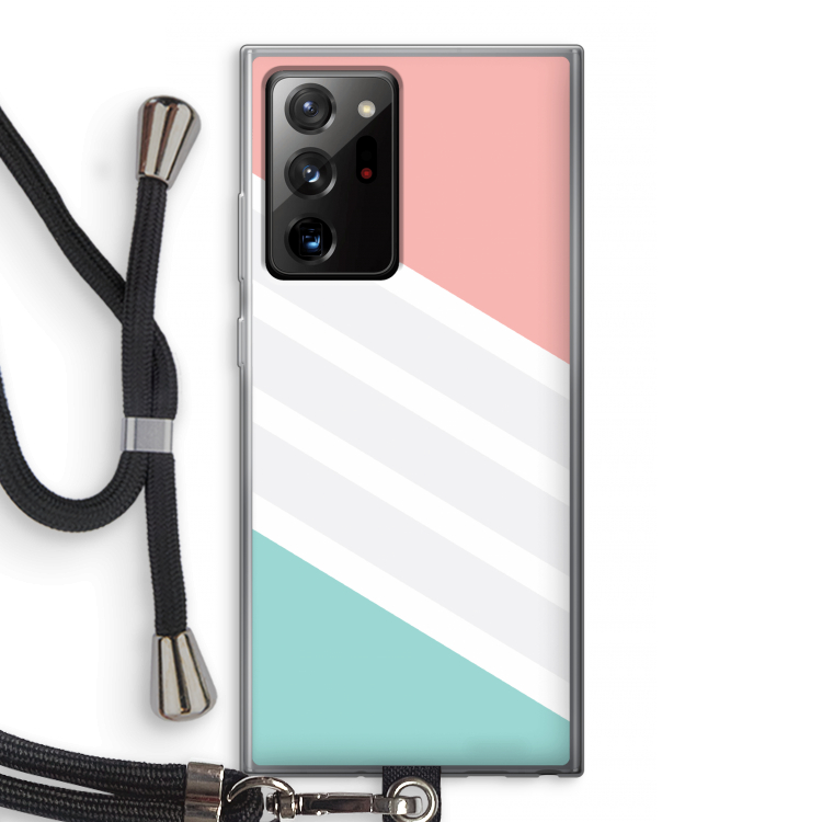 Strepen pastel: Samsung Galaxy Note 20 Ultra / Note 20 Ultra 5G Transparant Hoesje met koord