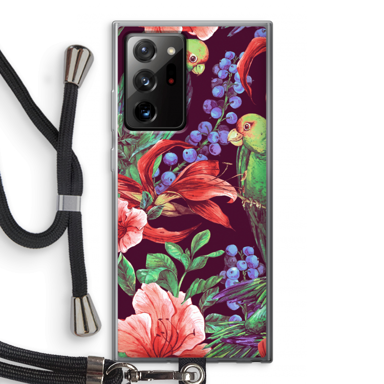 Papegaaien: Samsung Galaxy Note 20 Ultra / Note 20 Ultra 5G Transparant Hoesje met koord