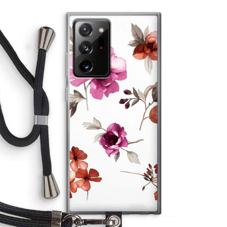 Geschilderde bloemen: Samsung Galaxy Note 20 Ultra / Note 20 Ultra 5G Transparant Hoesje met koord