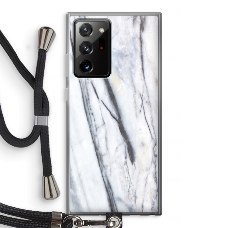 Gestreepte marmer: Samsung Galaxy Note 20 Ultra / Note 20 Ultra 5G Transparant Hoesje met koord