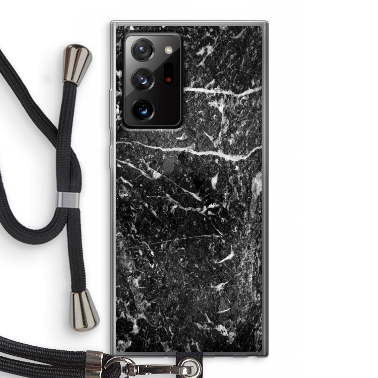Zwart marmer: Samsung Galaxy Note 20 Ultra / Note 20 Ultra 5G Transparant Hoesje met koord