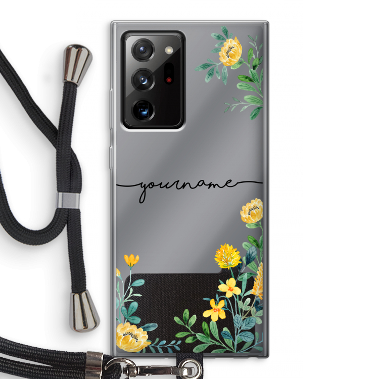 Gele bloemen: Samsung Galaxy Note 20 Ultra / Note 20 Ultra 5G Transparant Hoesje met koord