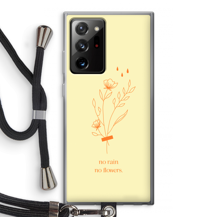 No rain no flowers: Samsung Galaxy Note 20 Ultra / Note 20 Ultra 5G Transparant Hoesje met koord