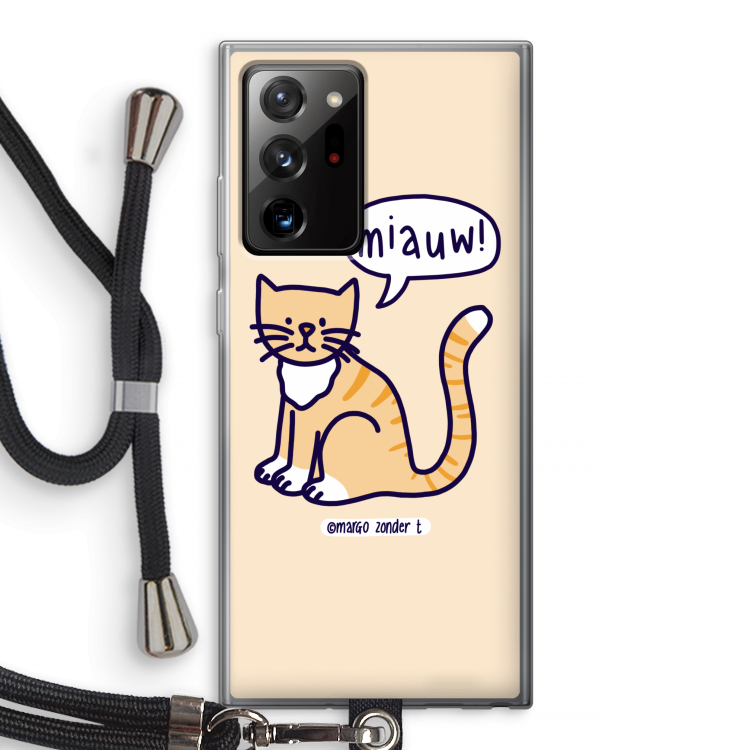 Miauw: Samsung Galaxy Note 20 Ultra / Note 20 Ultra 5G Transparant Hoesje met koord