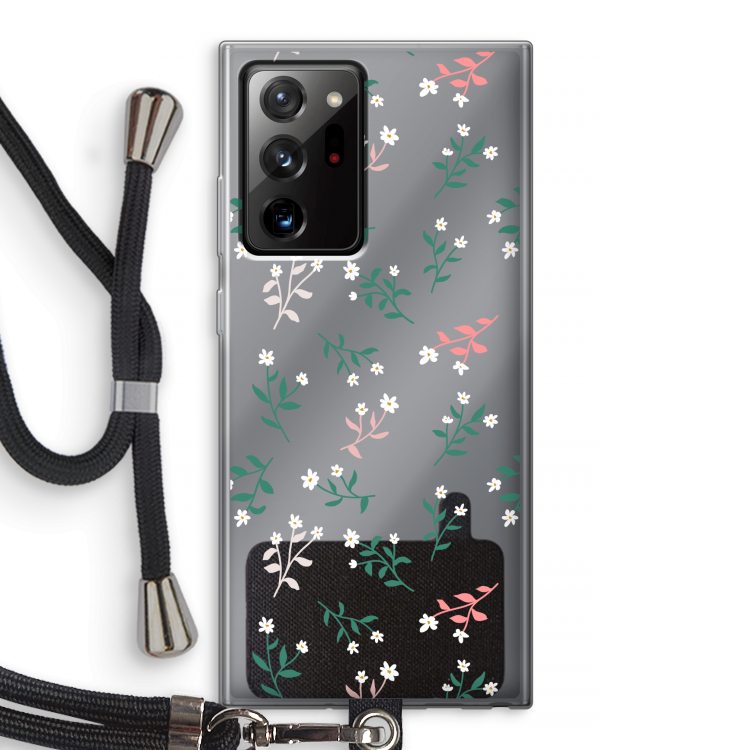 Small white flowers: Samsung Galaxy Note 20 Ultra / Note 20 Ultra 5G Transparant Hoesje met koord