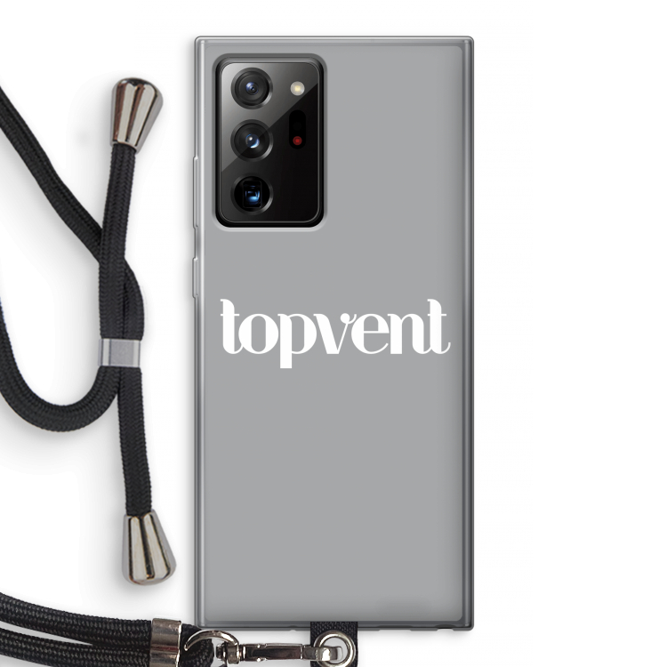 Topvent Grijs Wit: Samsung Galaxy Note 20 Ultra / Note 20 Ultra 5G Transparant Hoesje met koord