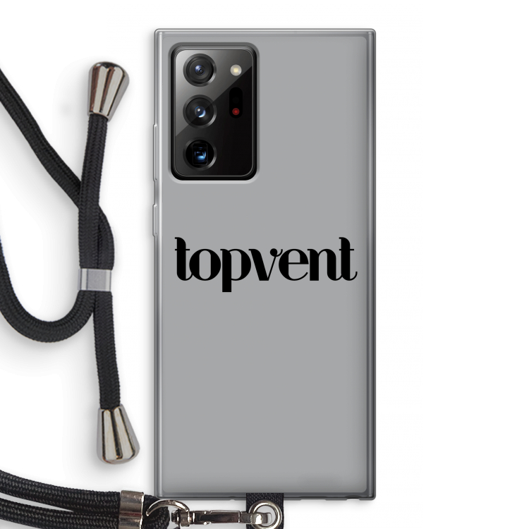 Topvent Grijs Zwart: Samsung Galaxy Note 20 Ultra / Note 20 Ultra 5G Transparant Hoesje met koord