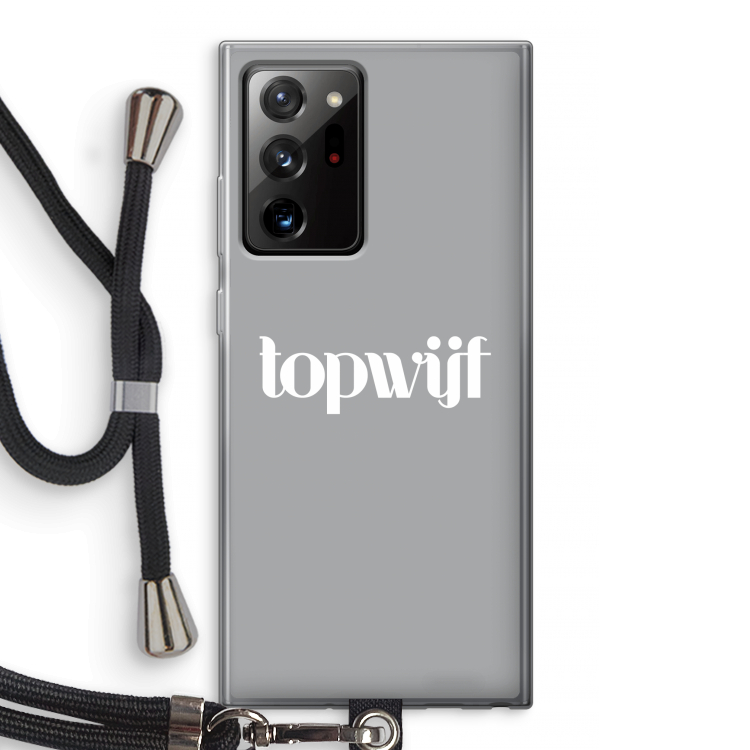 Topwijf Grijs Wit: Samsung Galaxy Note 20 Ultra / Note 20 Ultra 5G Transparant Hoesje met koord