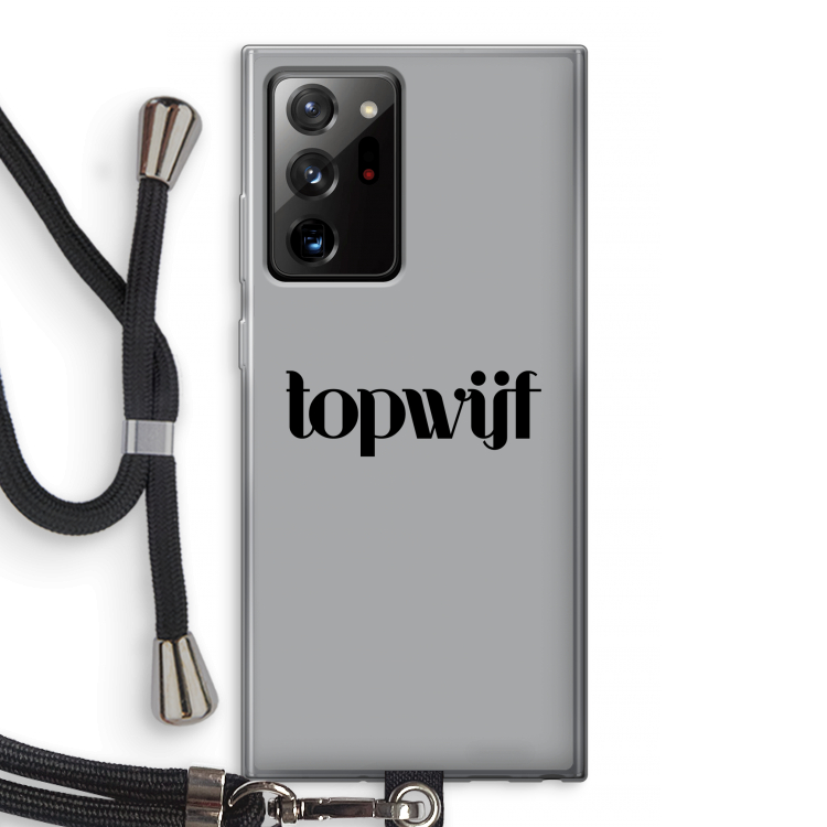 Topwijf Grijs Zwart: Samsung Galaxy Note 20 Ultra / Note 20 Ultra 5G Transparant Hoesje met koord