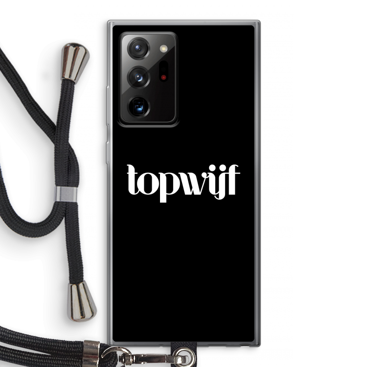 Topwijf Zwart: Samsung Galaxy Note 20 Ultra / Note 20 Ultra 5G Transparant Hoesje met koord