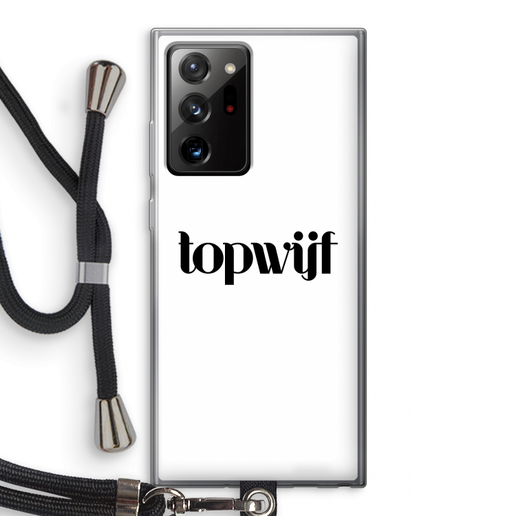 Topwijf Wit: Samsung Galaxy Note 20 Ultra / Note 20 Ultra 5G Transparant Hoesje met koord