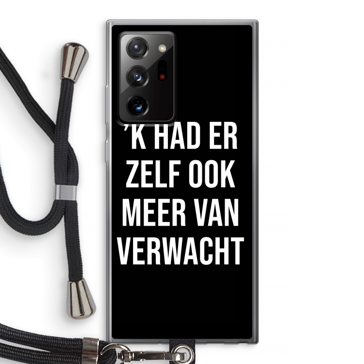 Meer verwacht - Zwart: Samsung Galaxy Note 20 Ultra / Note 20 Ultra 5G Transparant Hoesje met koord