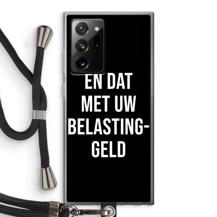 Belastinggeld - Zwart: Samsung Galaxy Note 20 Ultra / Note 20 Ultra 5G Transparant Hoesje met koord