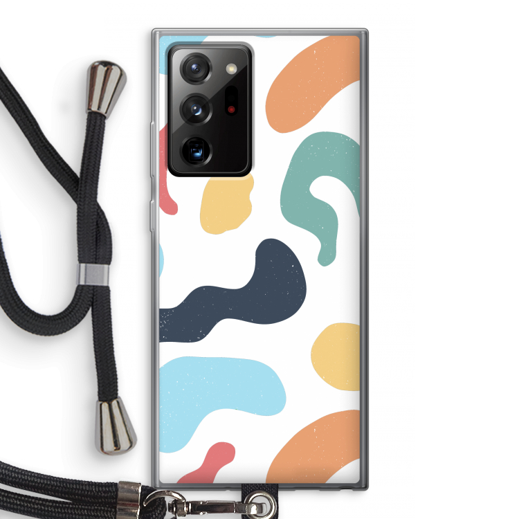 Memphis Shapes Blue: Samsung Galaxy Note 20 Ultra / Note 20 Ultra 5G Transparant Hoesje met koord