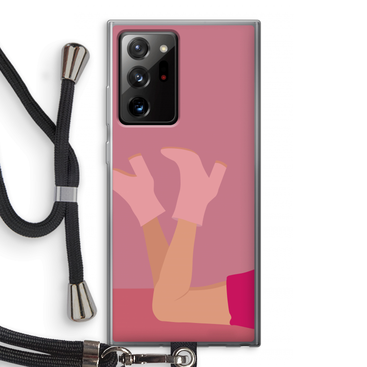 Pink boots: Samsung Galaxy Note 20 Ultra / Note 20 Ultra 5G Transparant Hoesje met koord