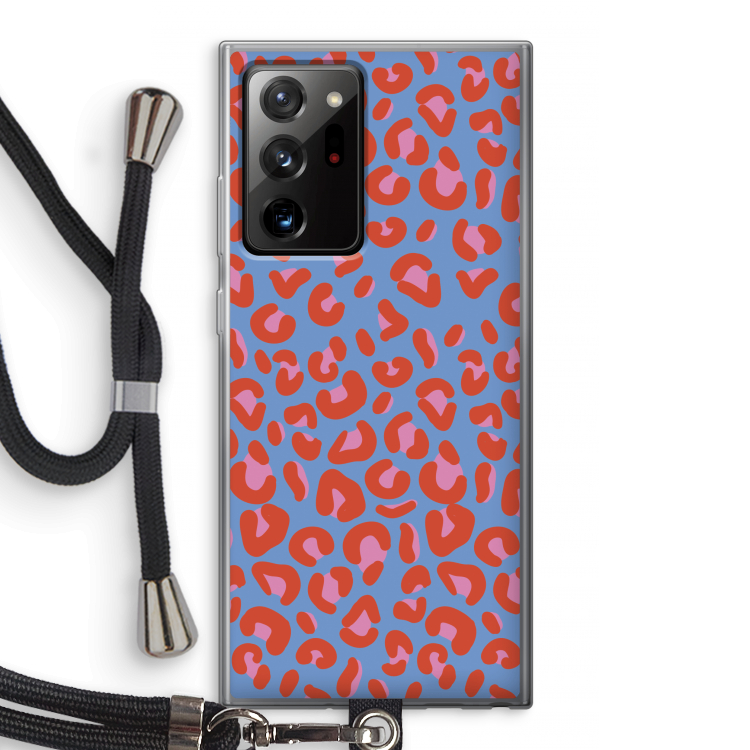 Leopard blue: Samsung Galaxy Note 20 Ultra / Note 20 Ultra 5G Transparant Hoesje met koord