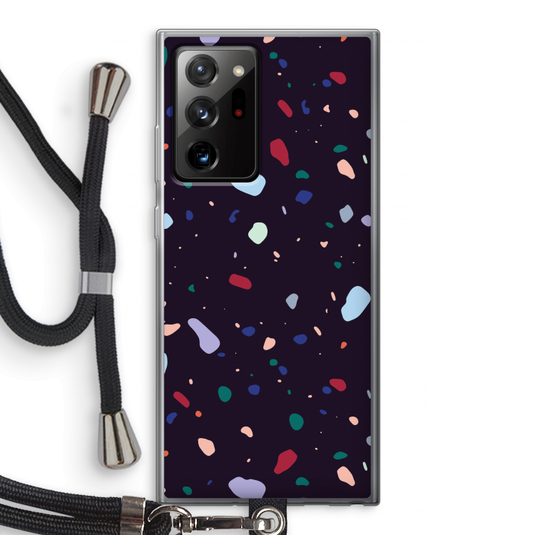 Dark Rounded Terrazzo: Samsung Galaxy Note 20 Ultra / Note 20 Ultra 5G Transparant Hoesje met koord