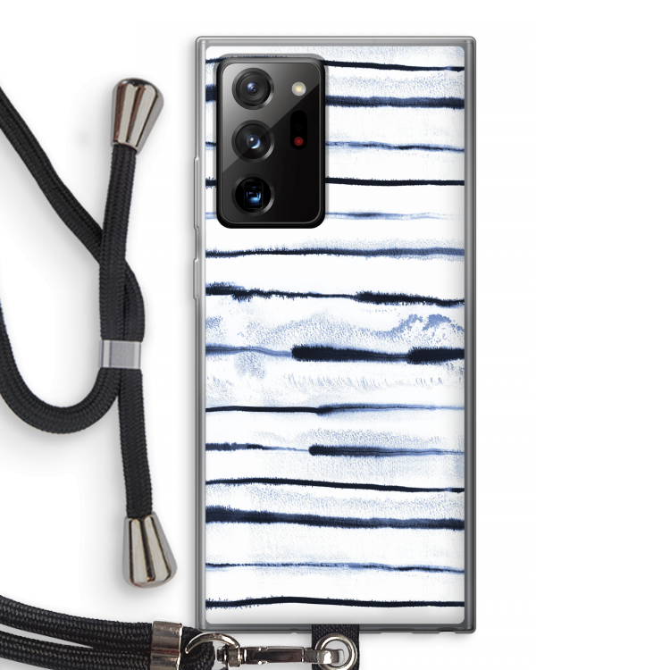 Ink Stripes: Samsung Galaxy Note 20 Ultra / Note 20 Ultra 5G Transparant Hoesje met koord