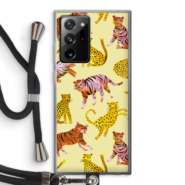 Cute Tigers and Leopards: Samsung Galaxy Note 20 Ultra / Note 20 Ultra 5G Transparant Hoesje met koord