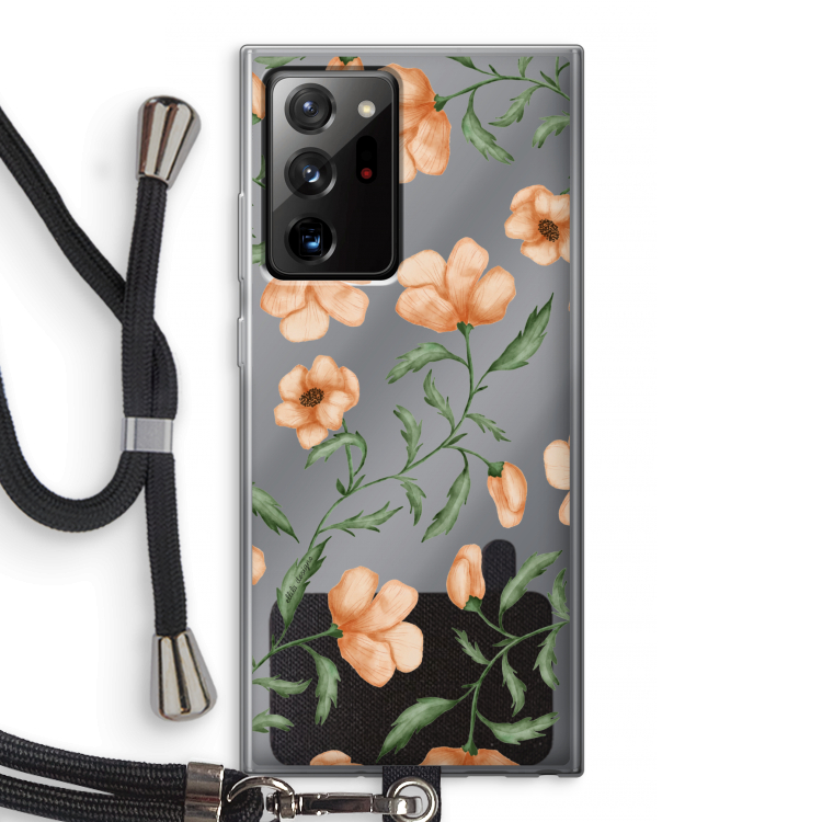 Peachy flowers: Samsung Galaxy Note 20 Ultra / Note 20 Ultra 5G Transparant Hoesje met koord