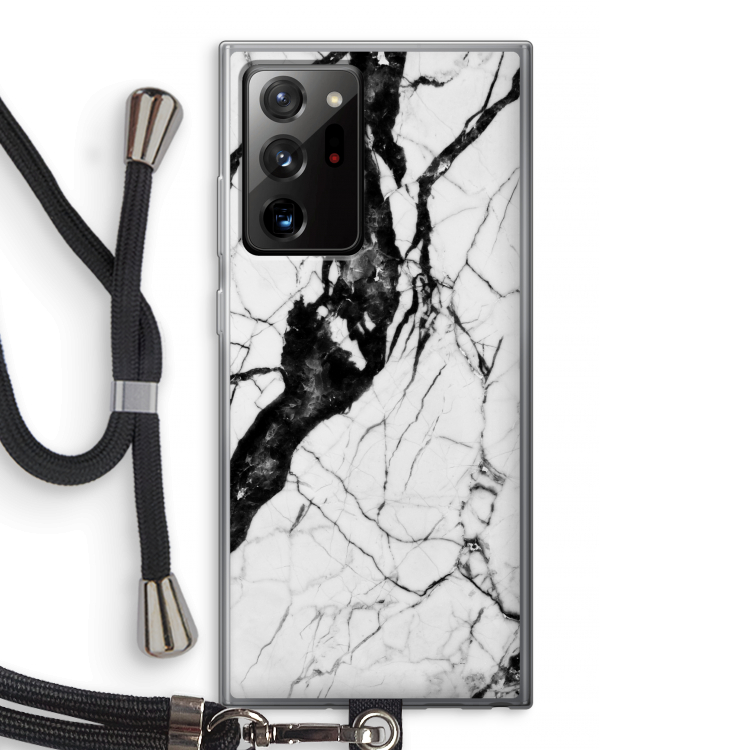 Witte marmer 2: Samsung Galaxy Note 20 Ultra / Note 20 Ultra 5G Transparant Hoesje met koord