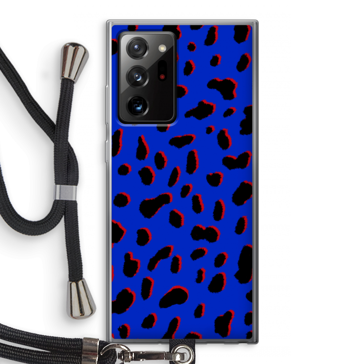Blue Leopard: Samsung Galaxy Note 20 Ultra / Note 20 Ultra 5G Transparant Hoesje met koord