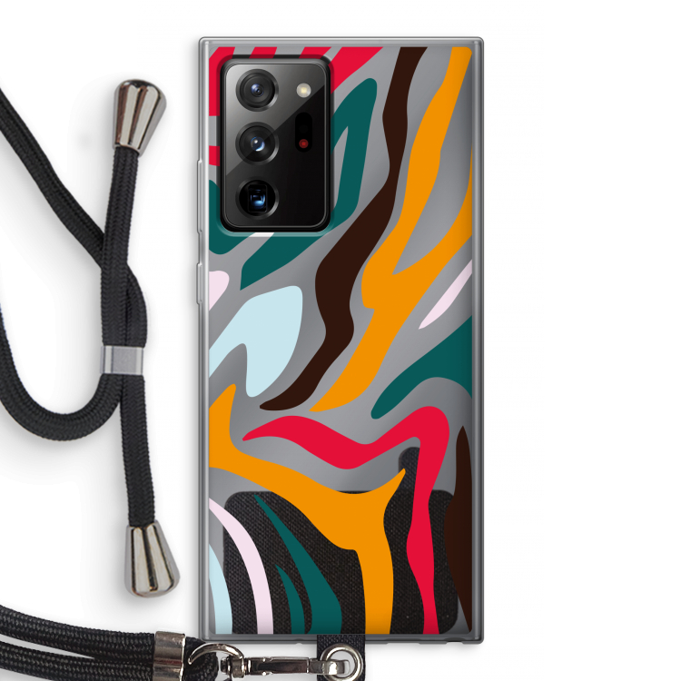 Colored Zebra: Samsung Galaxy Note 20 Ultra / Note 20 Ultra 5G Transparant Hoesje met koord