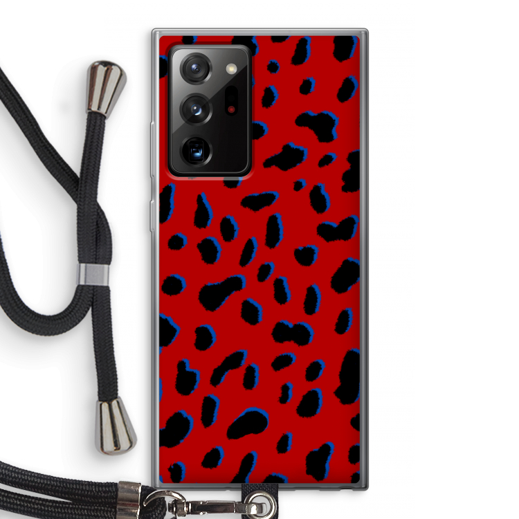 Red Leopard: Samsung Galaxy Note 20 Ultra / Note 20 Ultra 5G Transparant Hoesje met koord
