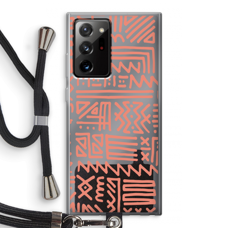 Marrakech Pink: Samsung Galaxy Note 20 Ultra / Note 20 Ultra 5G Transparant Hoesje met koord