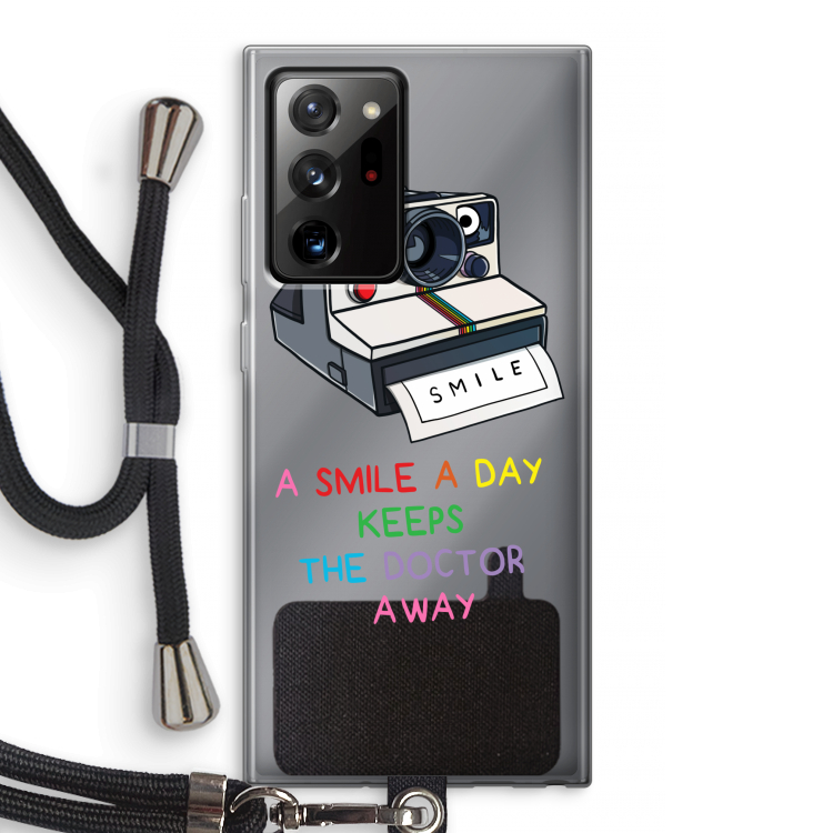 Smile: Samsung Galaxy Note 20 Ultra / Note 20 Ultra 5G Transparant Hoesje met koord