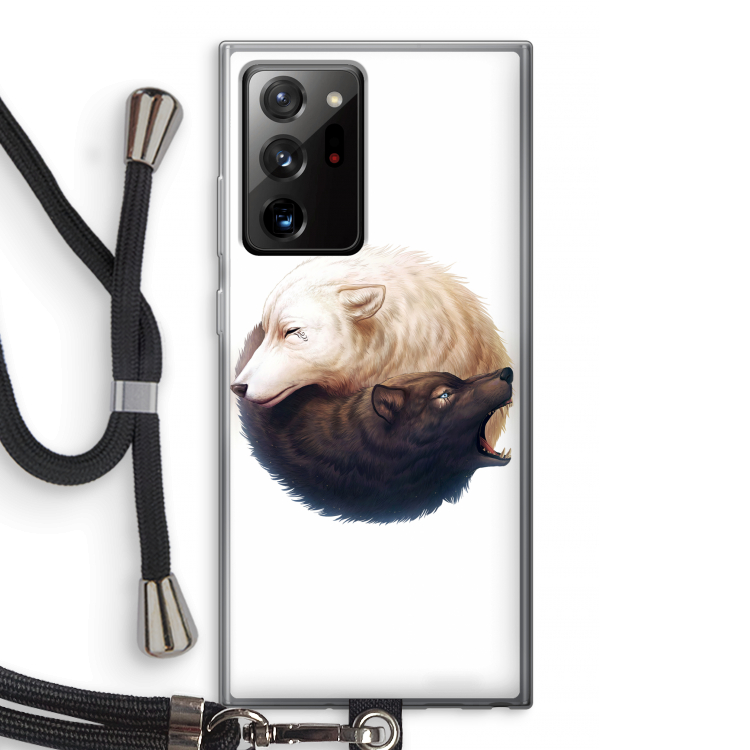 Yin Yang Wolves: Samsung Galaxy Note 20 Ultra / Note 20 Ultra 5G Transparant Hoesje met koord