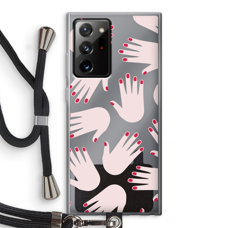 Hands pink: Samsung Galaxy Note 20 Ultra / Note 20 Ultra 5G Transparant Hoesje met koord